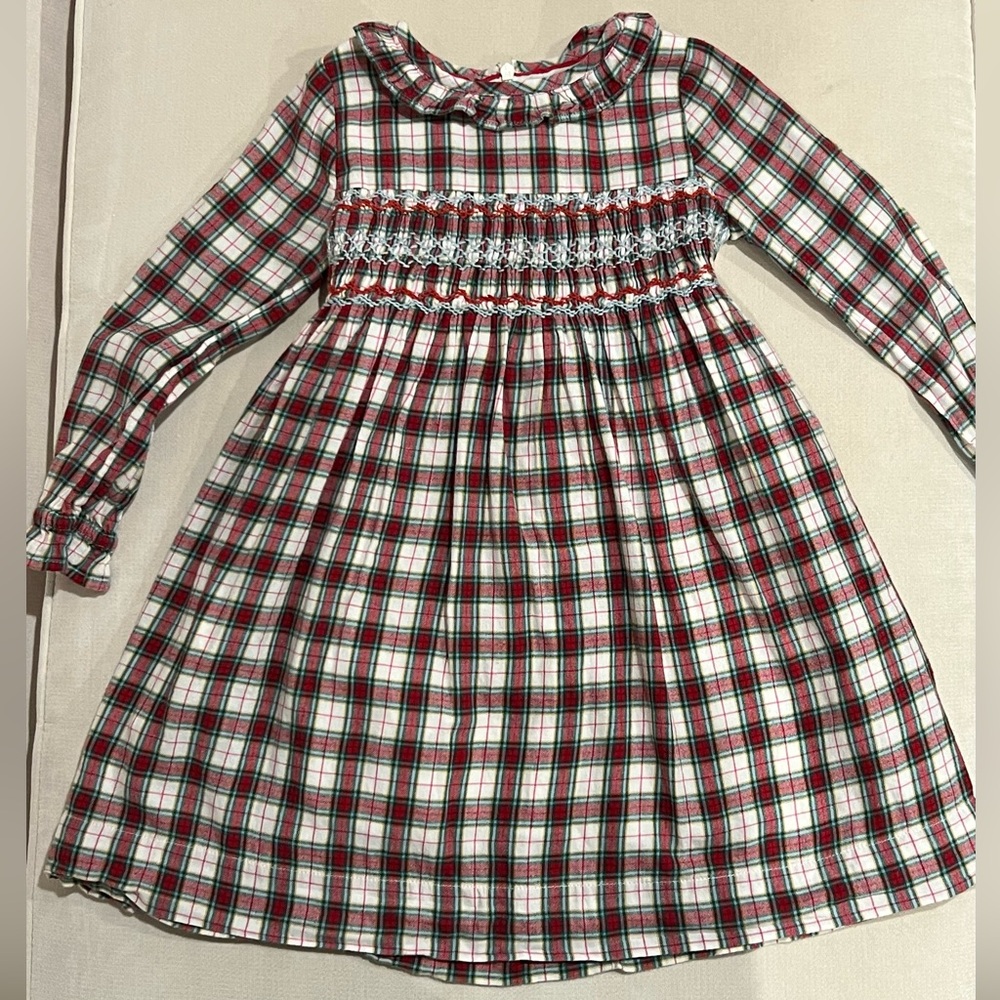Mini Boden Red and Green Plaid Kids Dress